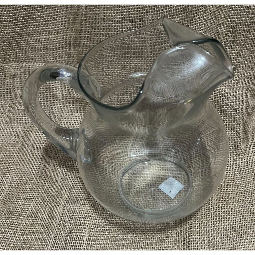 Glass Pitcher with Handle Handmade 10" with Molded Pour Spout